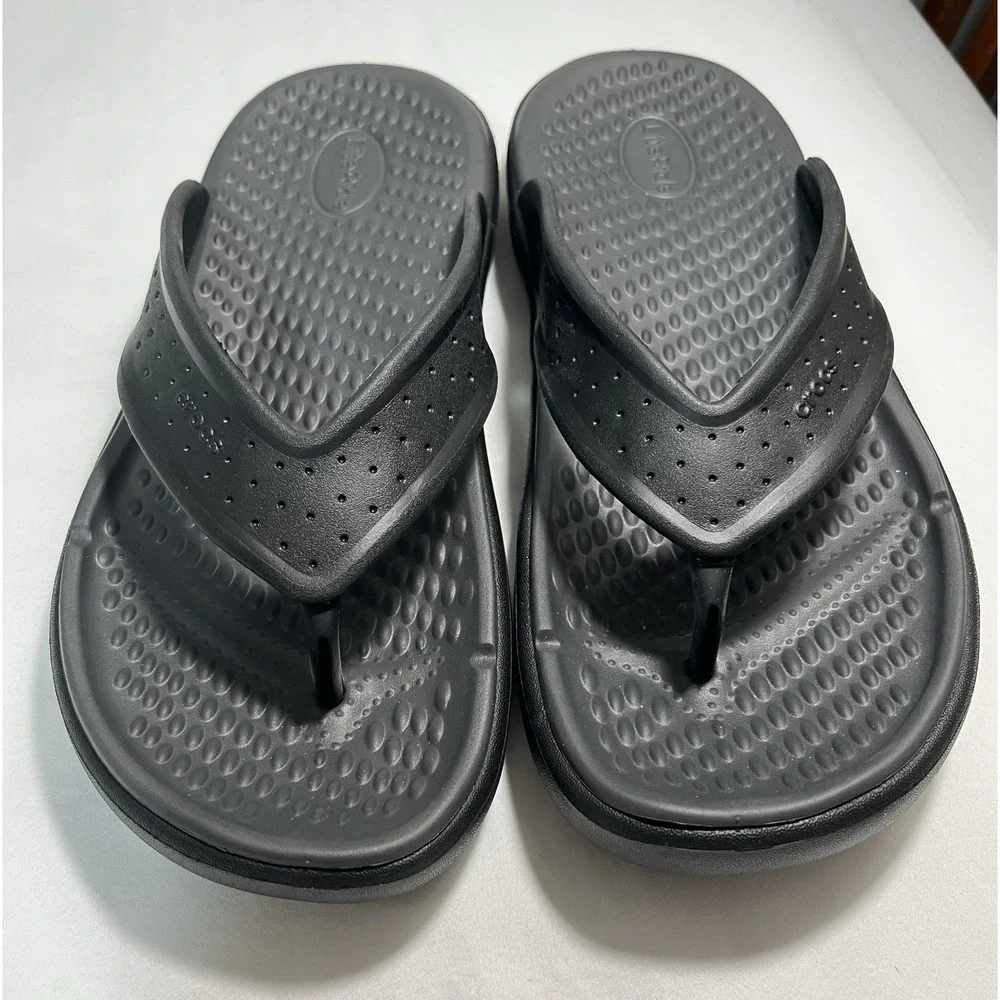 Crocs LiteRide Flip Flop Black Thong Sandal NEW M8 W10 Lightweight Pool Beach
